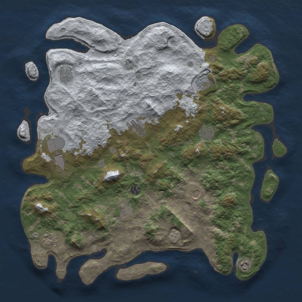 Rust Map: Barren, Size: 4500, Seed: 6176362, 14 Monuments