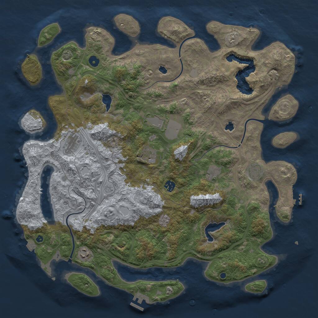 Rust Map: Procedural Map, Size: 4500, Seed: 996743, 14 Monuments