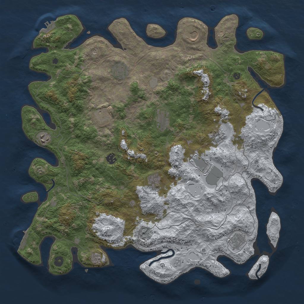 Rust Map: Procedural Map, Size: 4500, Seed: 2893733, 20 Monuments