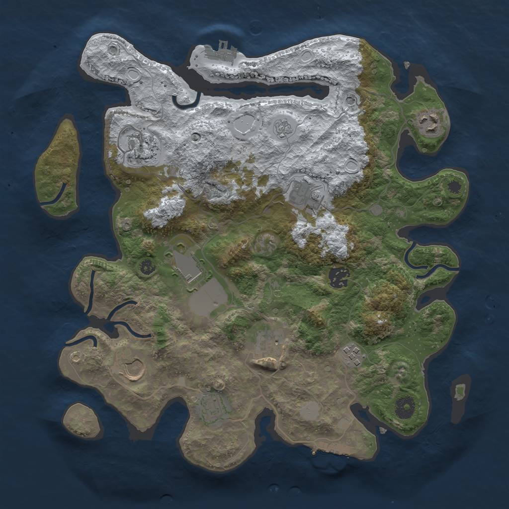 Rust Map: Procedural Map, Size: 3500, Seed: 715, 18 Monuments