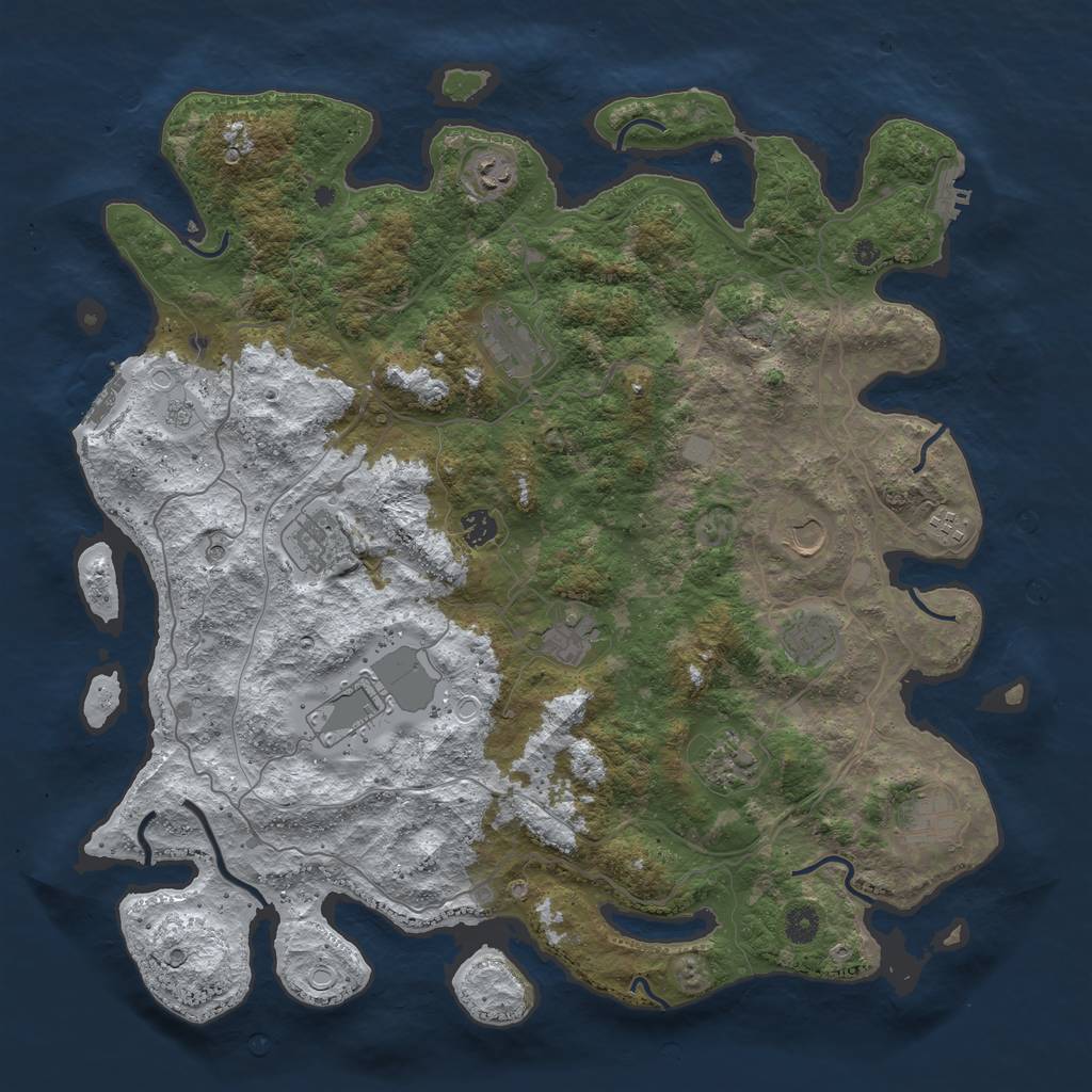 Rust Map: Procedural Map, Size: 4500, Seed: 249291, 20 Monuments