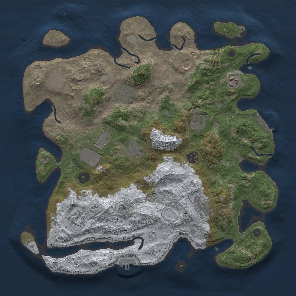 Rust Map: Procedural Map, Size: 3850, Seed: 1275039159, 19 Monuments