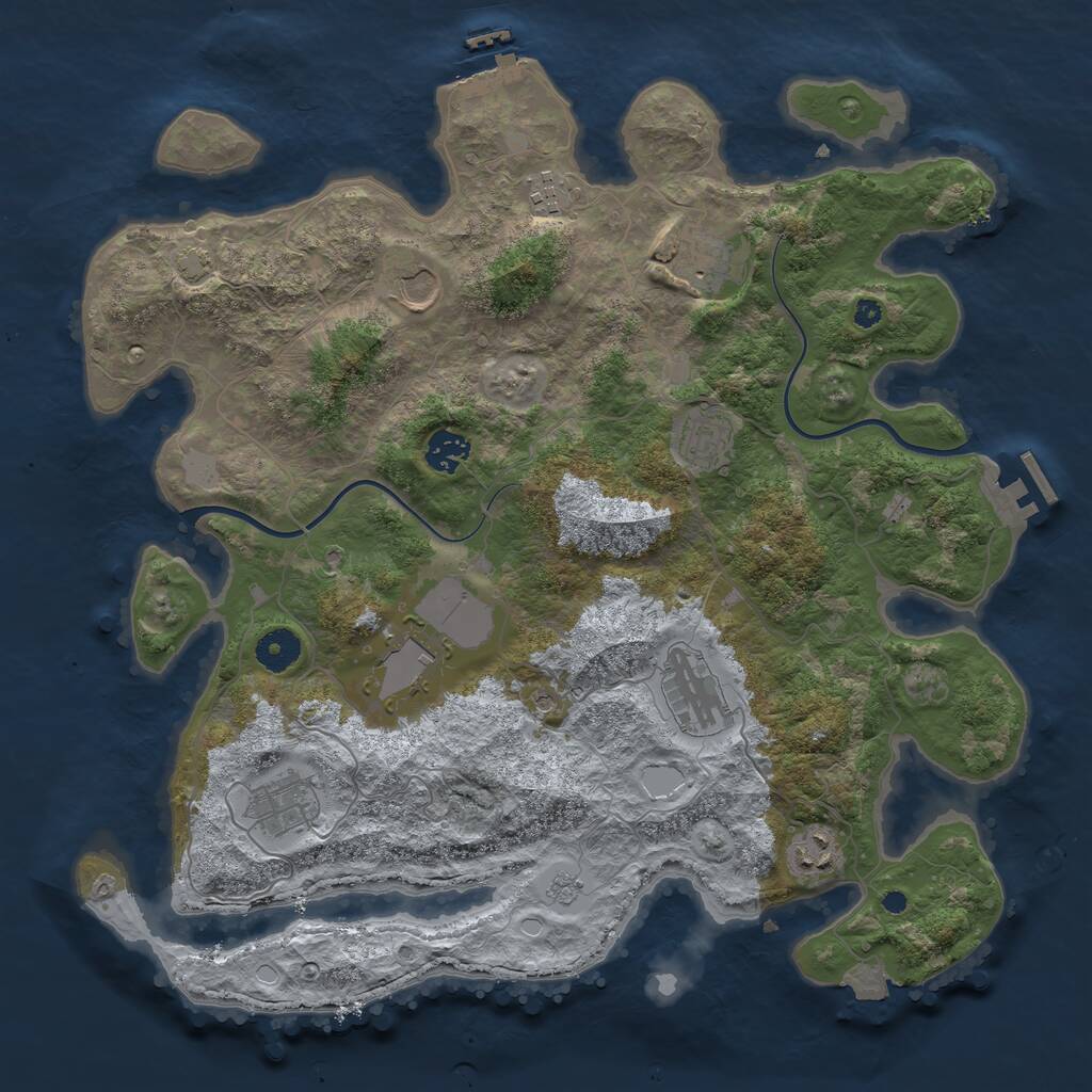 Rust Map: Procedural Map, Size: 3850, Seed: 1275039159, 15 Monuments