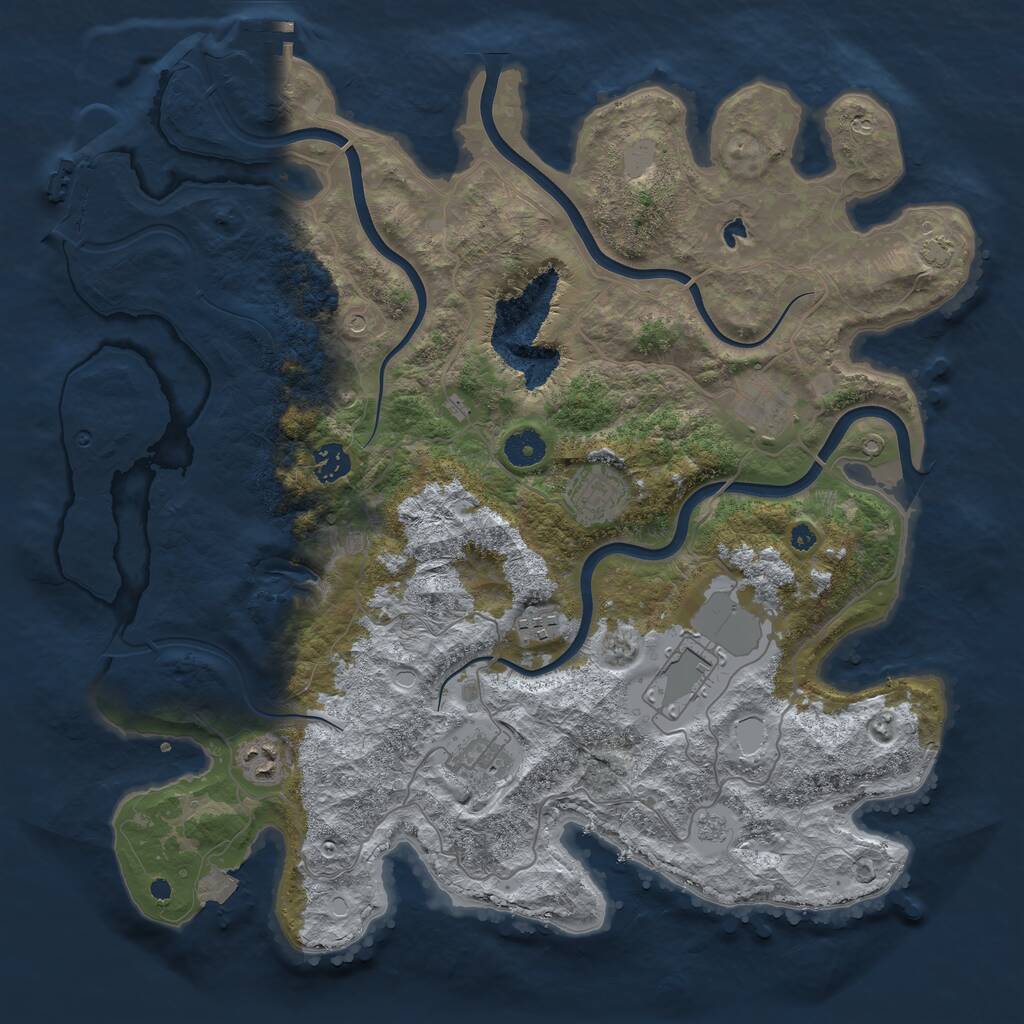 Rust Map: Procedural Map, Size: 4000, Seed: 2093855, 13 Monuments
