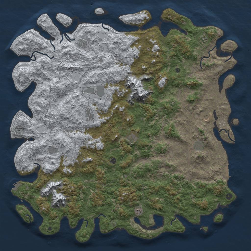 Rust Map: Procedural Map, Size: 6000, Seed: 1003849026, 20 Monuments