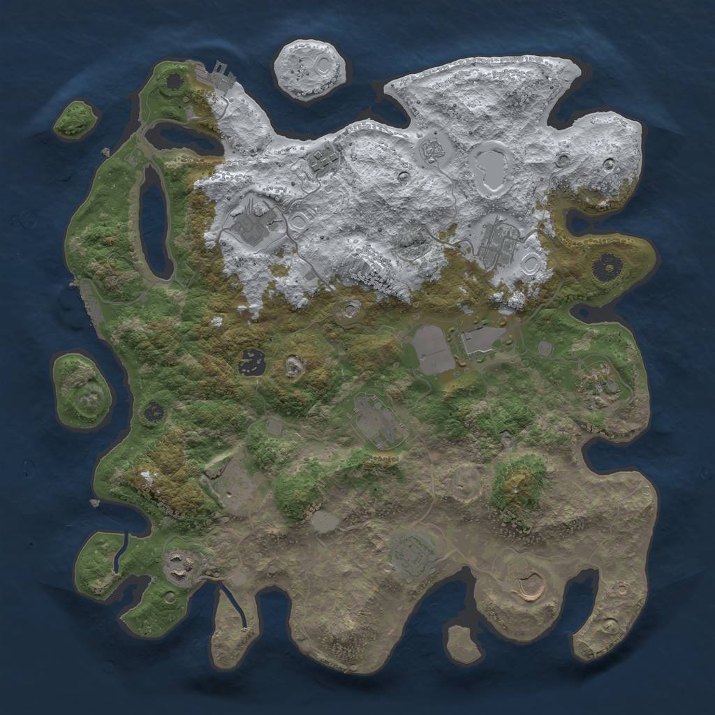 Rust Map: Procedural Map, Size: 3800, Seed: 14593, 20 Monuments