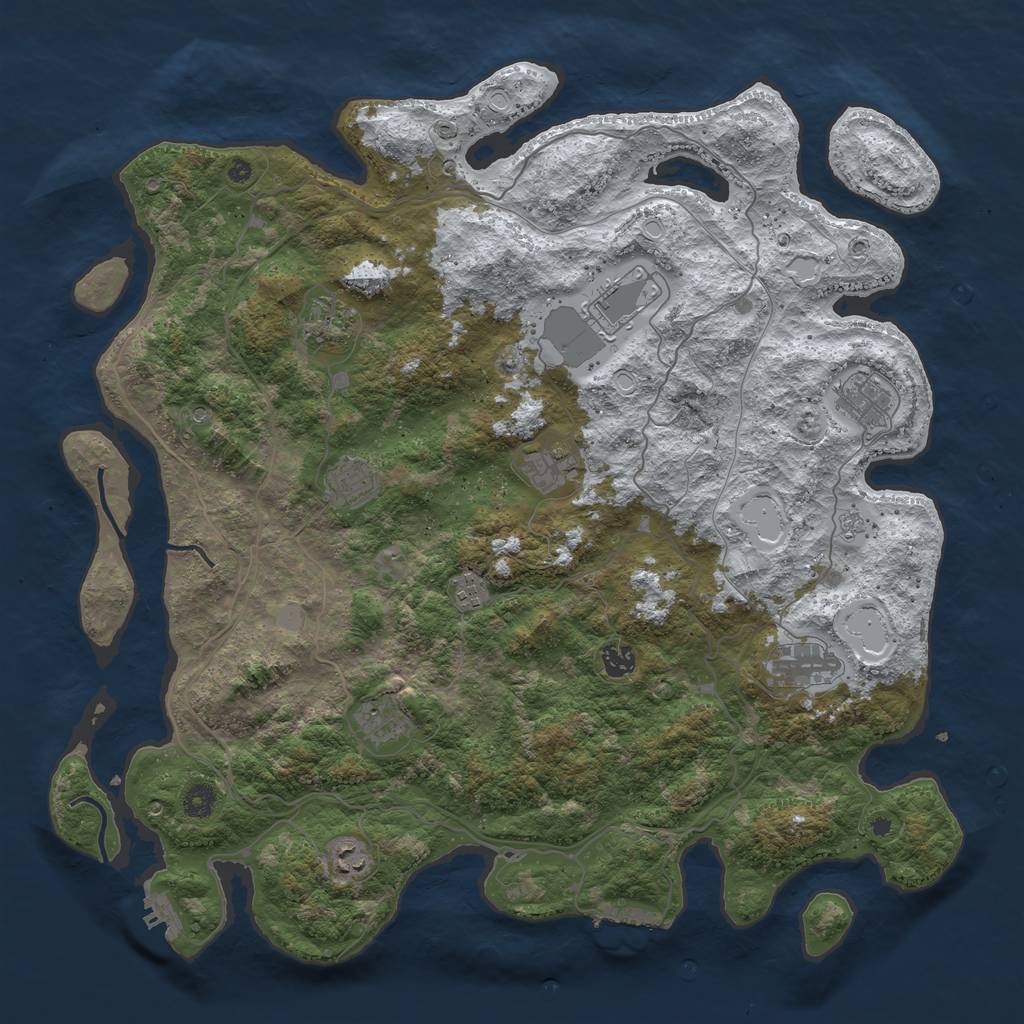 Rust Map: Procedural Map, Size: 4500, Seed: 3665072, 19 Monuments