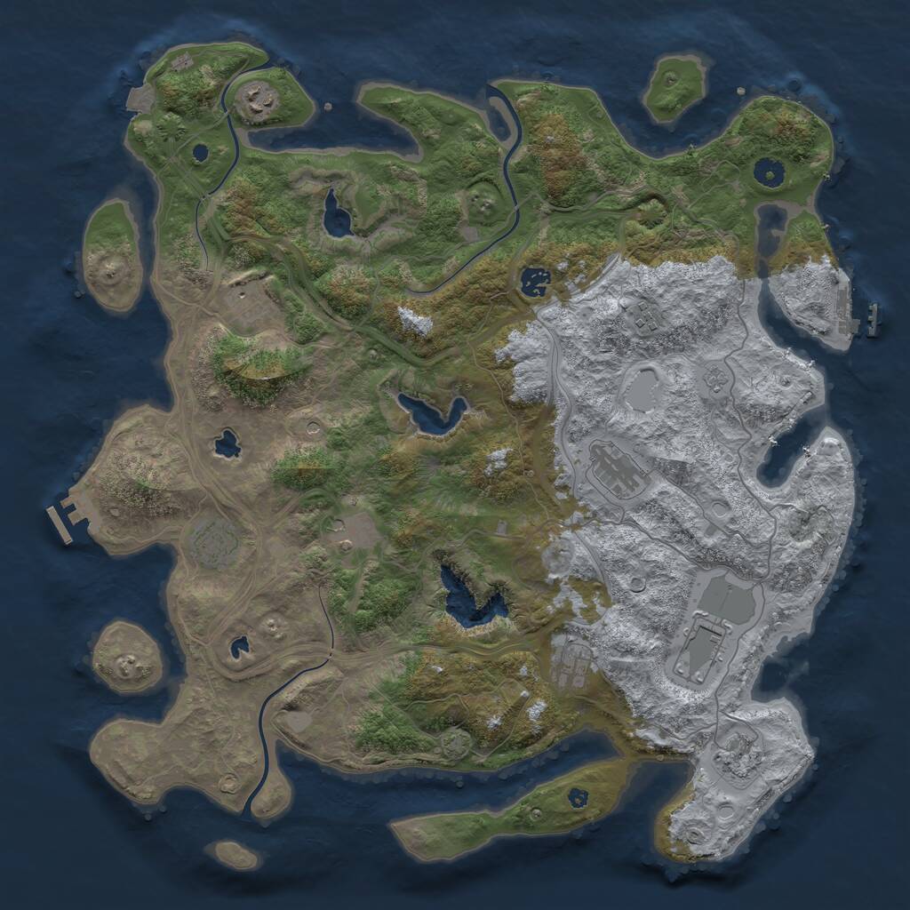 Rust Map: Procedural Map, Size: 4500, Seed: 3202651, 16 Monuments