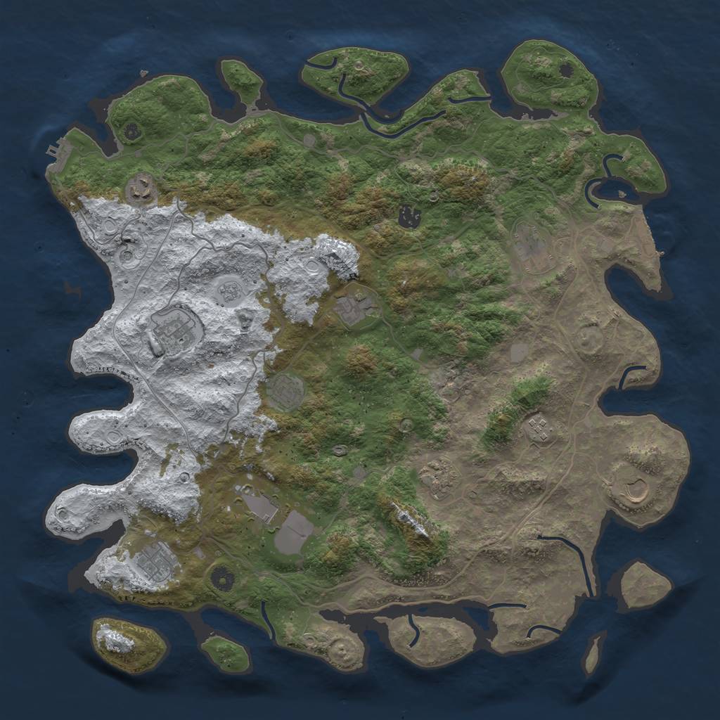 Rust Map: Procedural Map, Size: 4500, Seed: 4373936, 20 Monuments