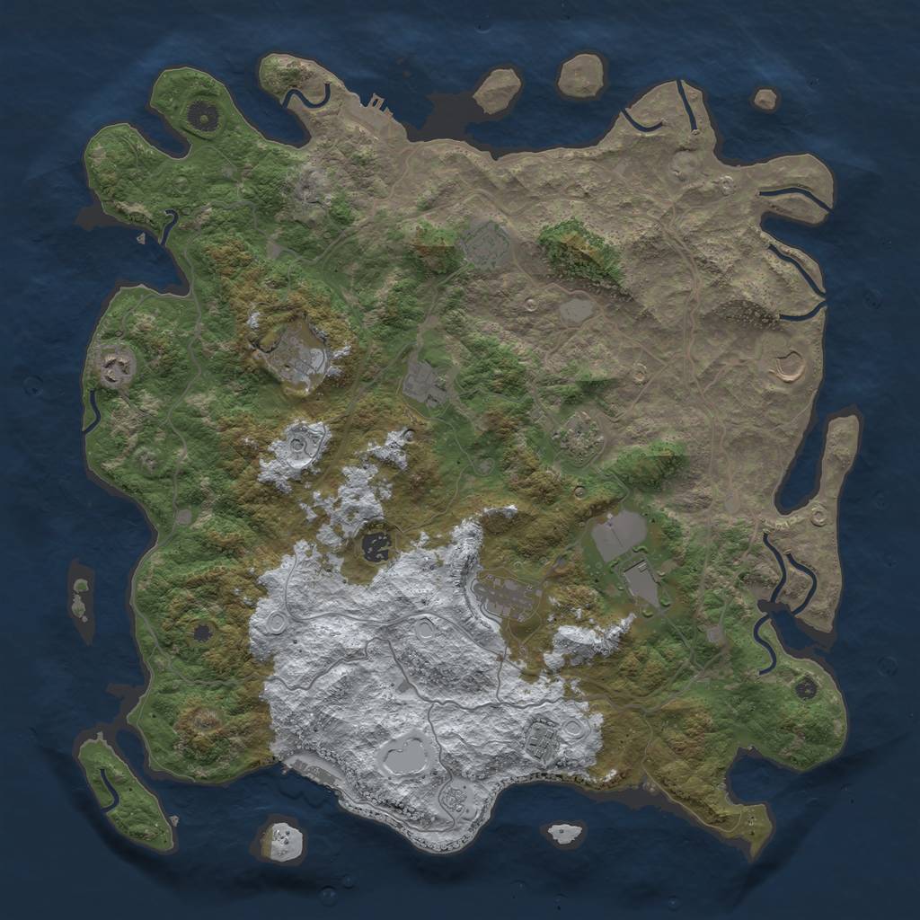 Rust Map: Procedural Map, Size: 4500, Seed: 4371677, 19 Monuments