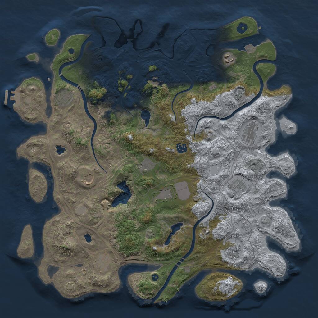 Rust Map: Procedural Map, Size: 4500, Seed: 1071609, 16 Monuments