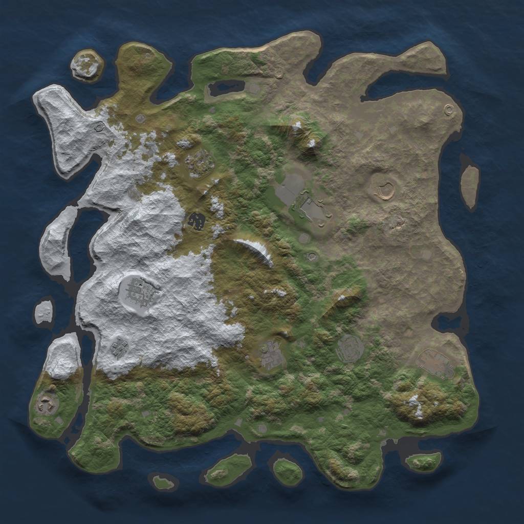 Rust Map: Barren, Size: 4500, Seed: 1087513, 13 Monuments