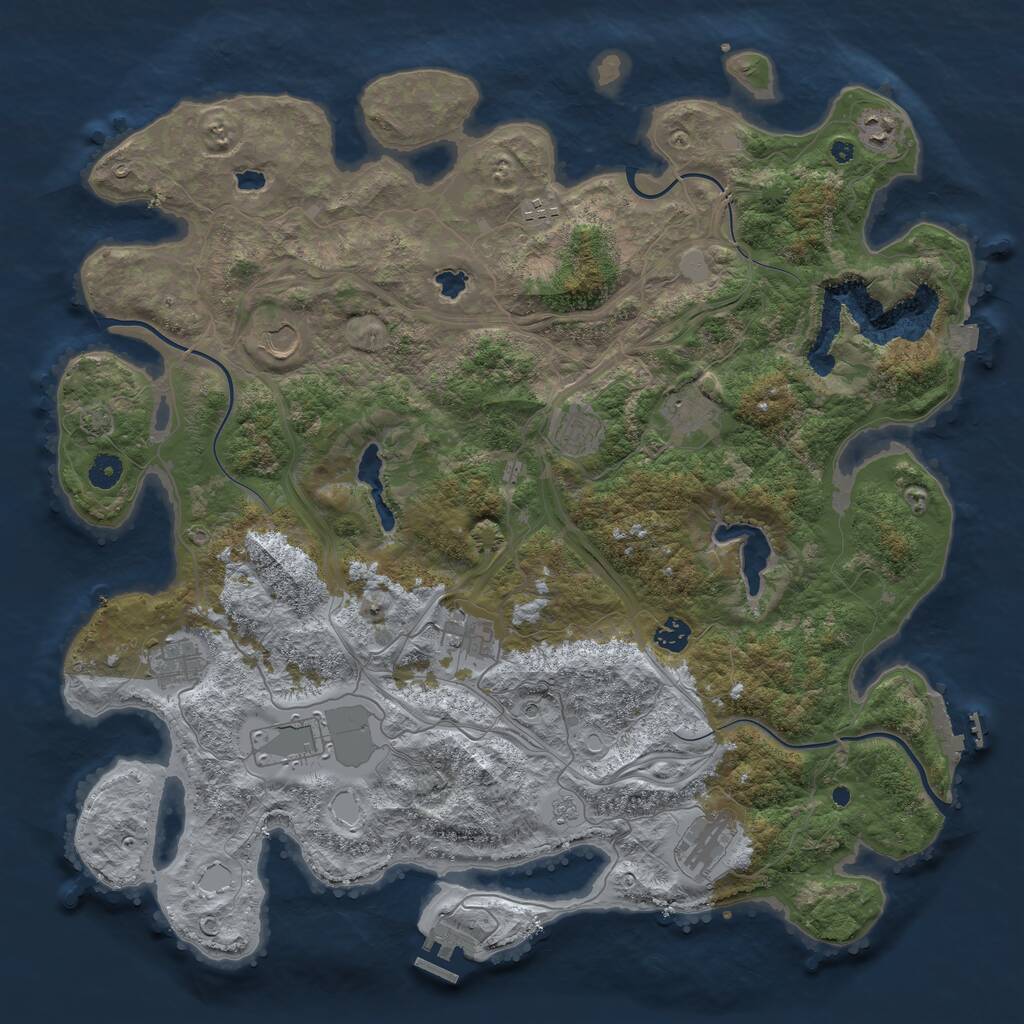 Rust Map: Procedural Map, Size: 4500, Seed: 2894270, 16 Monuments