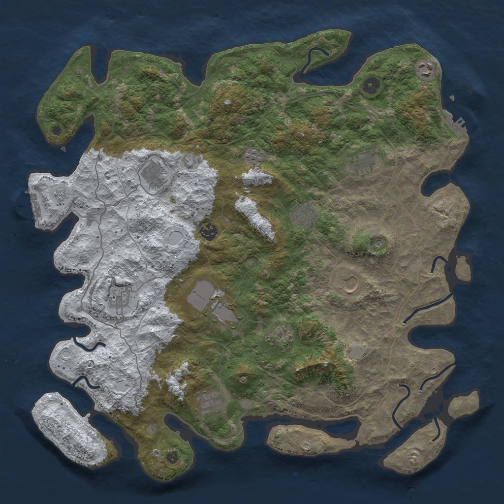 Rust Map: Procedural Map, Size: 4500, Seed: 4961276, 20 Monuments