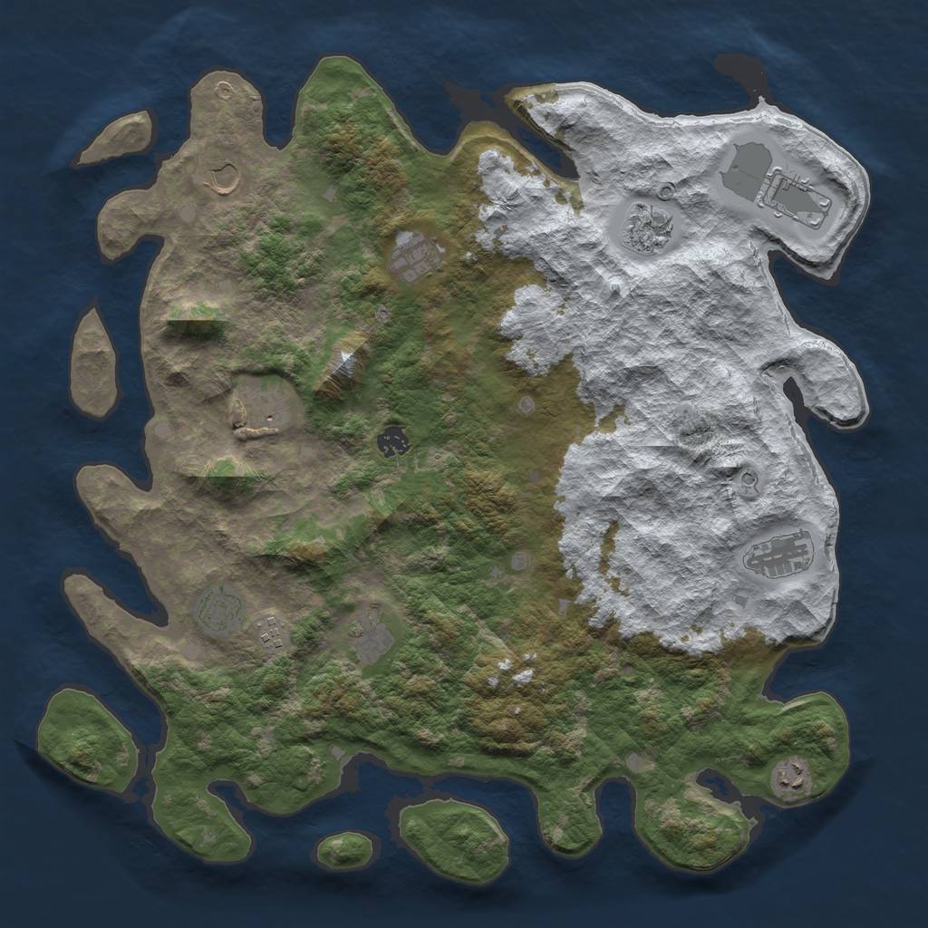 Rust Map: Barren, Size: 4500, Seed: 2196317, 14 Monuments