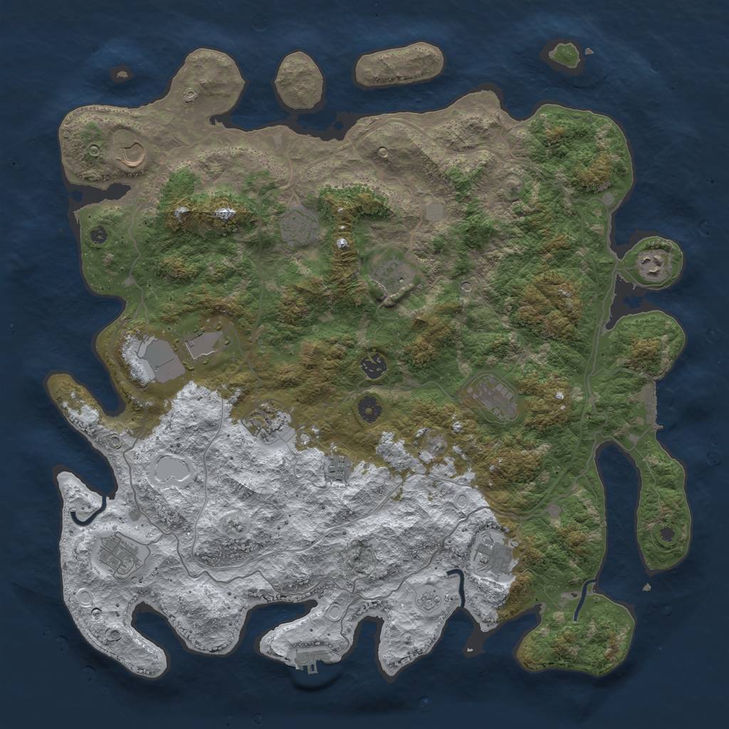 Rust Map: Procedural Map, Size: 4500, Seed: 3390090, 20 Monuments