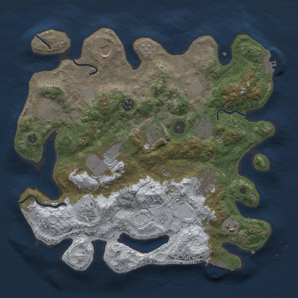 Rust Map: Procedural Map, Size: 3550, Seed: 257631, 20 Monuments