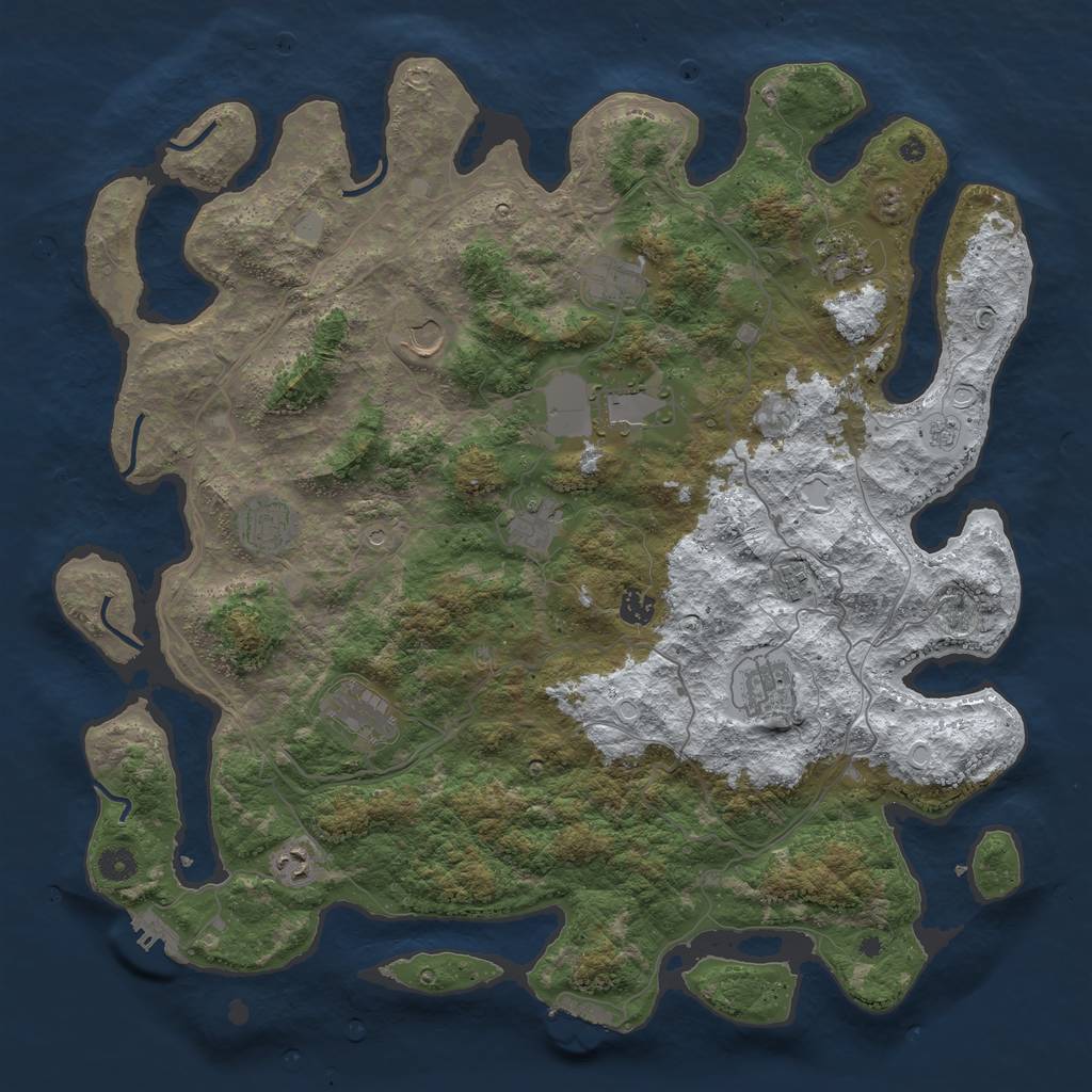 Rust Map: Procedural Map, Size: 4500, Seed: 4493527, 20 Monuments