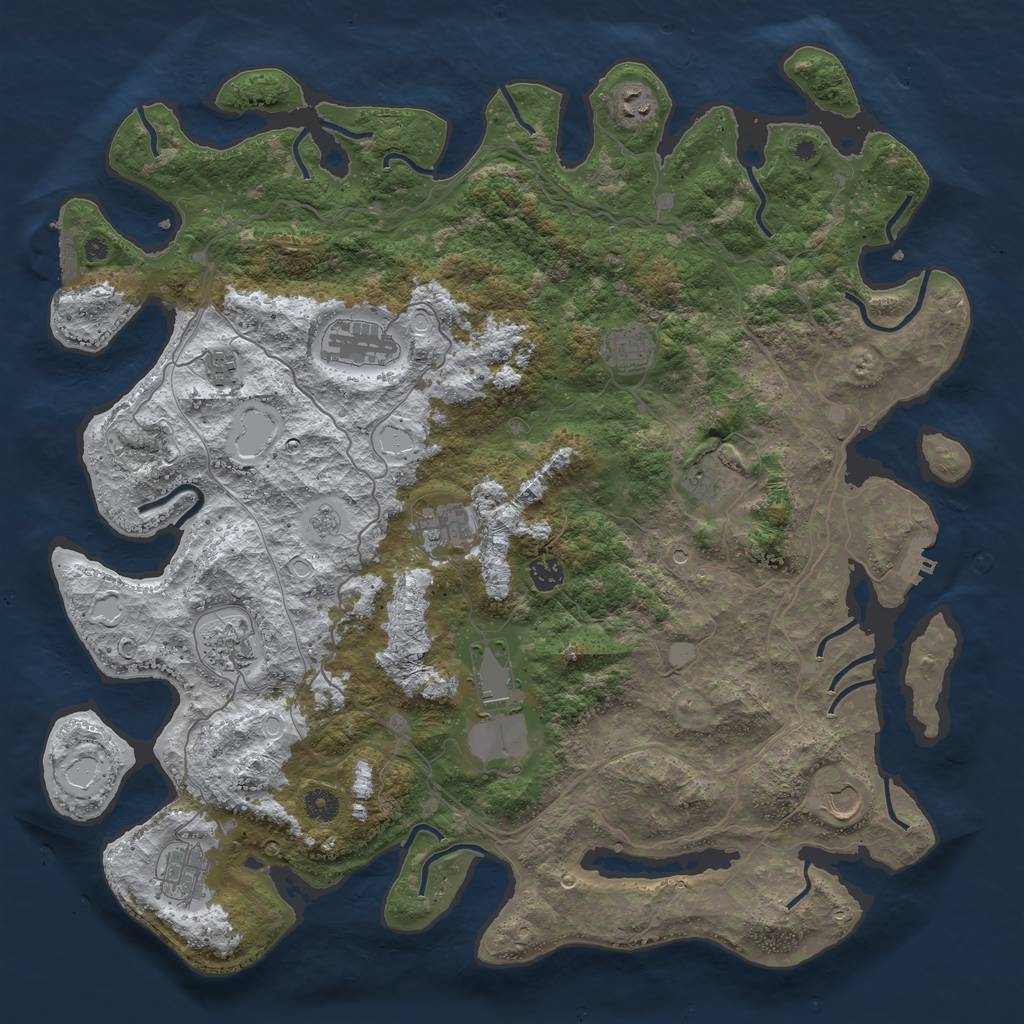 Rust Map: Procedural Map, Size: 4500, Seed: 2420881, 20 Monuments