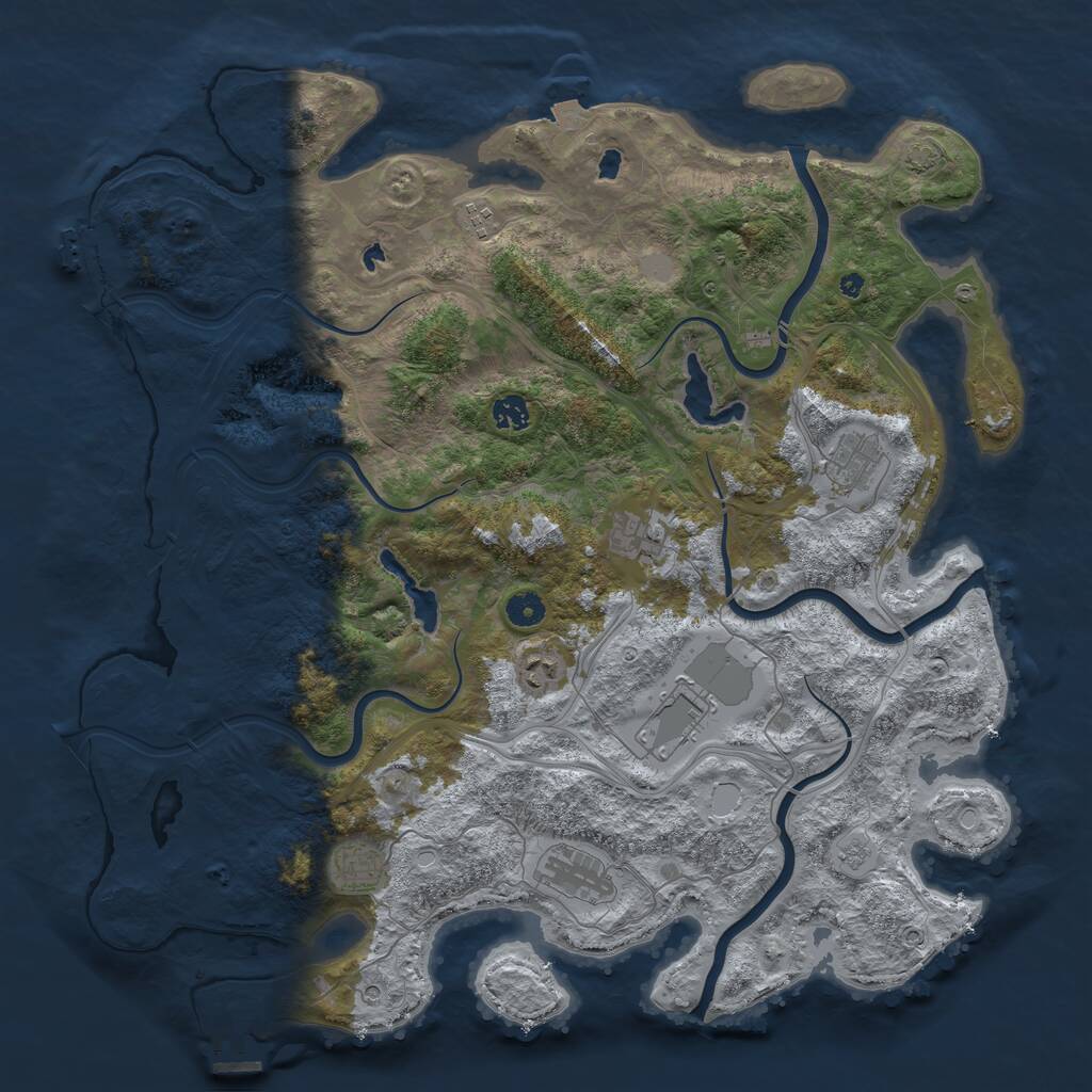 Rust Map: Procedural Map, Size: 4500, Seed: 5152057, 14 Monuments