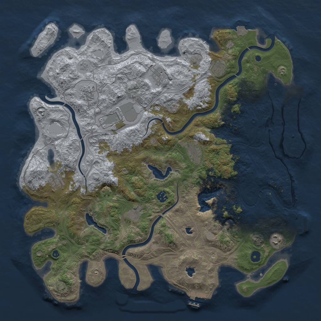 Rust Map: Procedural Map, Size: 4500, Seed: 4883765, 16 Monuments