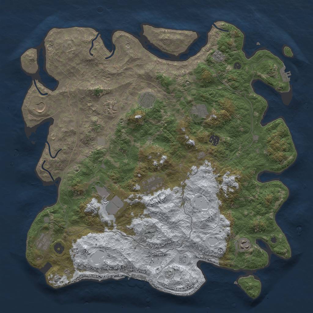 Rust Map: Procedural Map, Size: 4500, Seed: 3652923, 19 Monuments