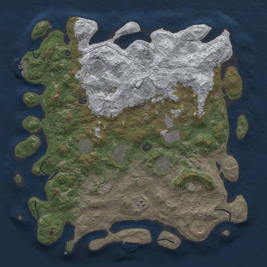 Rust Map: Procedural Map, Size: 4500, Seed: 671995, 19 Monuments