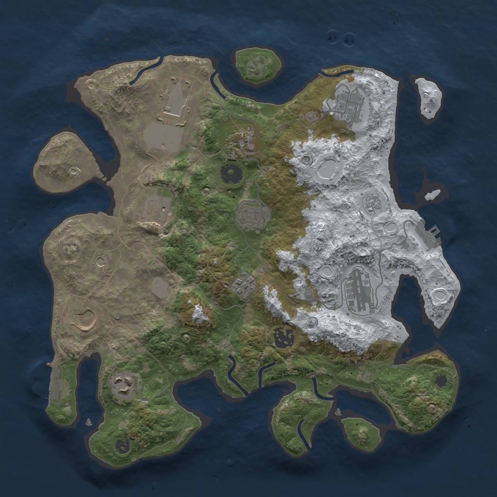 Rust Map: Procedural Map, Size: 3500, Seed: 726793979, 19 Monuments