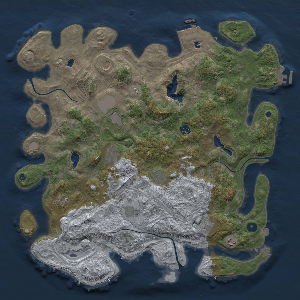 Rust Map: Procedural Map, Size: 4500, Seed: 2954637, 16 Monuments