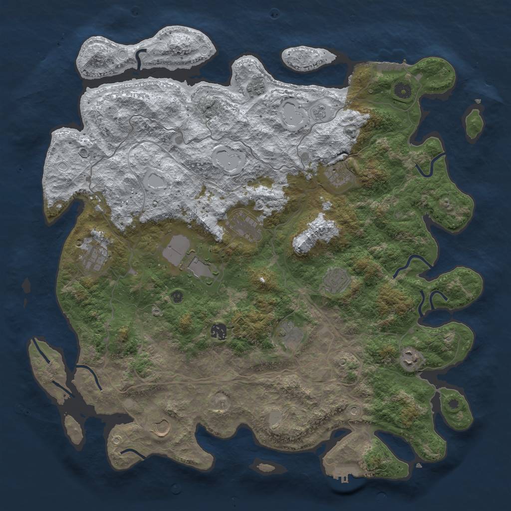 Rust Map: Procedural Map, Size: 4500, Seed: 3871430, 19 Monuments