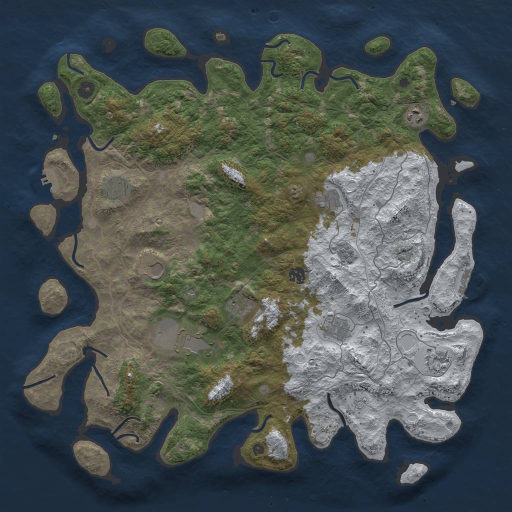 Rust Map: Procedural Map, Size: 4500, Seed: 3676298, 19 Monuments
