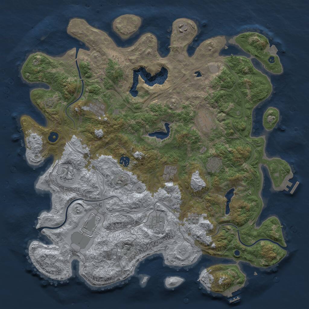 Rust Map: Procedural Map, Size: 4500, Seed: 4686579, 16 Monuments