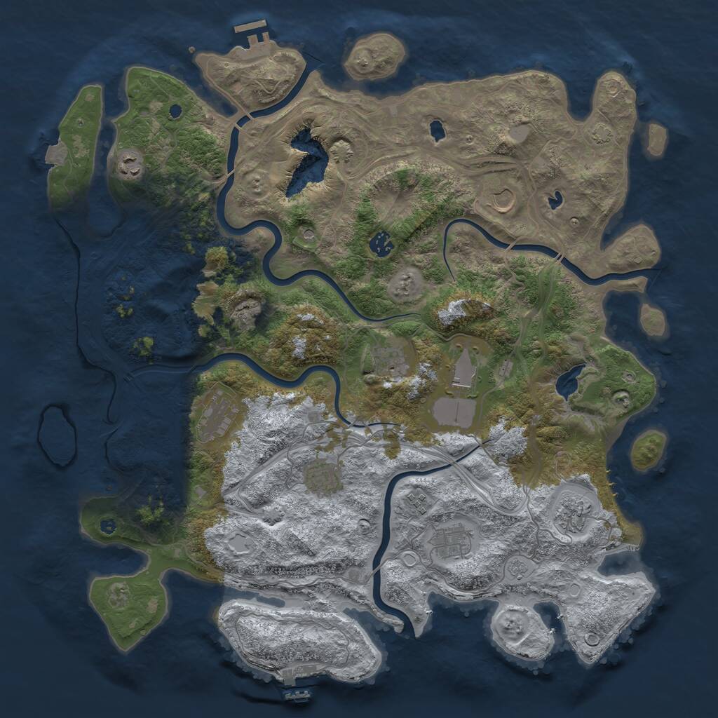 Rust Map: Procedural Map, Size: 4500, Seed: 3545226, 16 Monuments