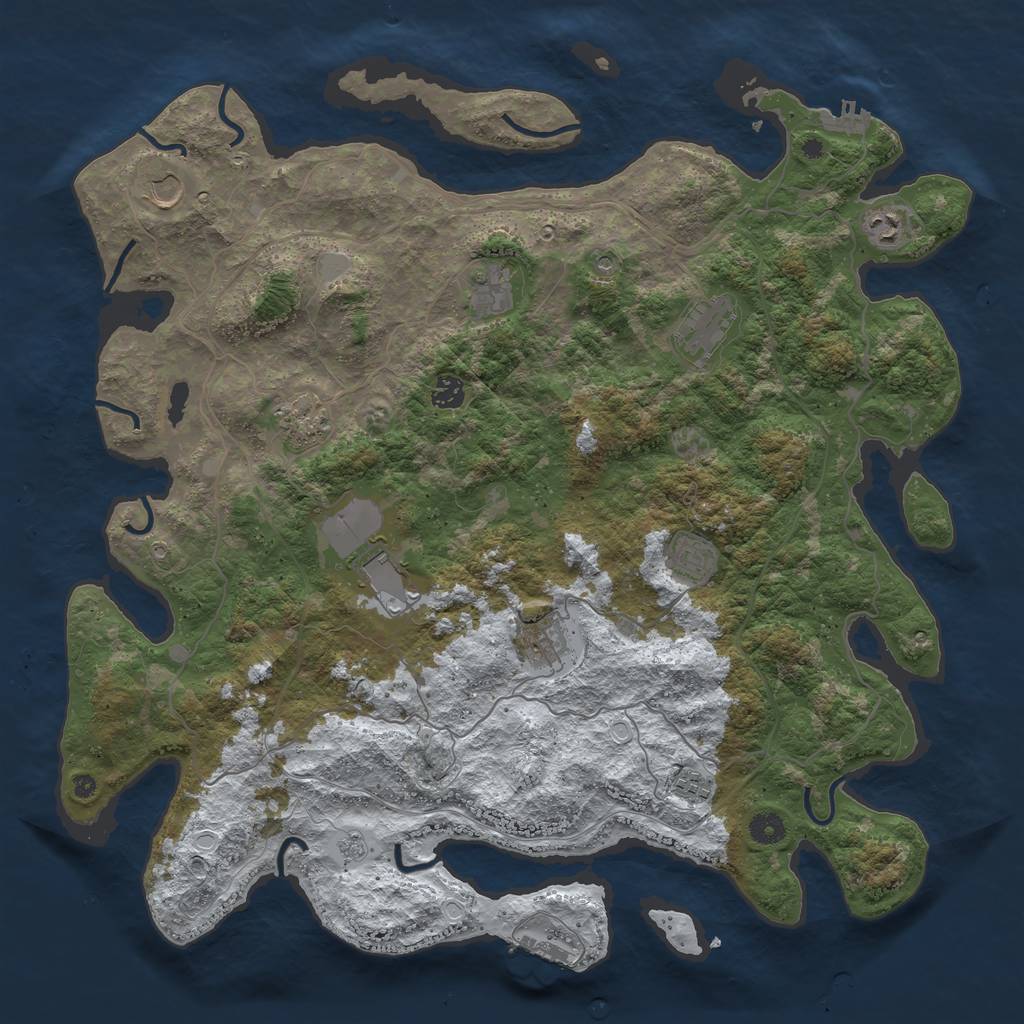 Rust Map: Procedural Map, Size: 4500, Seed: 503449, 19 Monuments