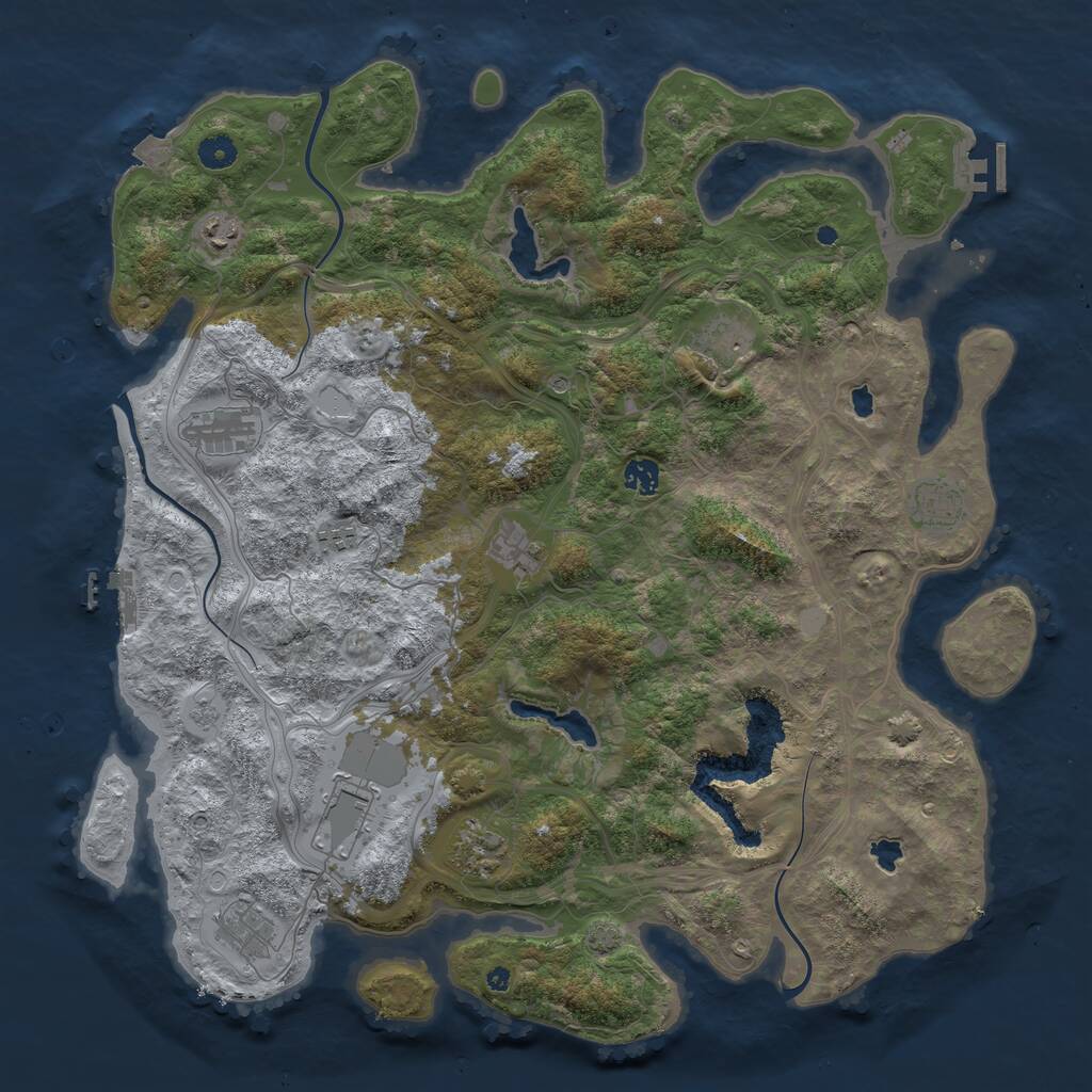 Rust Map: Procedural Map, Size: 4500, Seed: 4128431, 16 Monuments