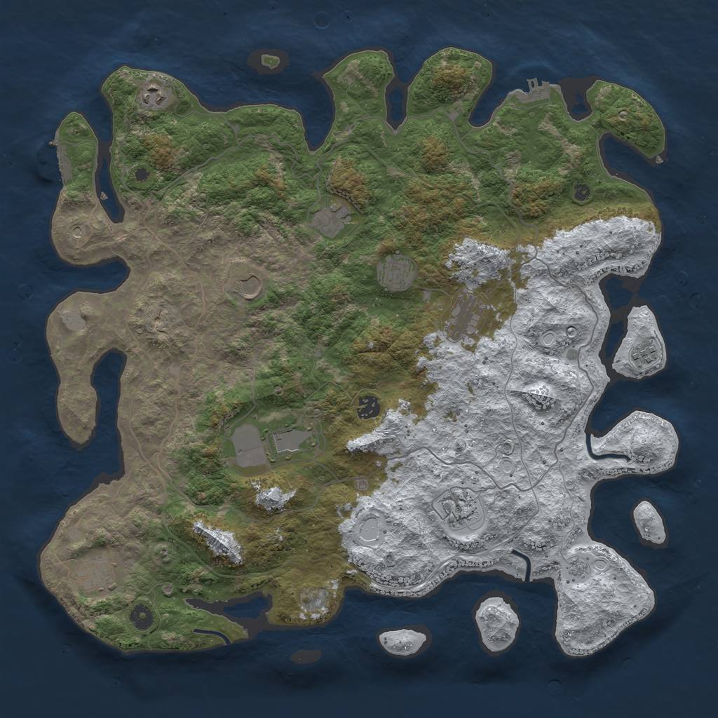 Rust Map: Procedural Map, Size: 4500, Seed: 1124209, 19 Monuments
