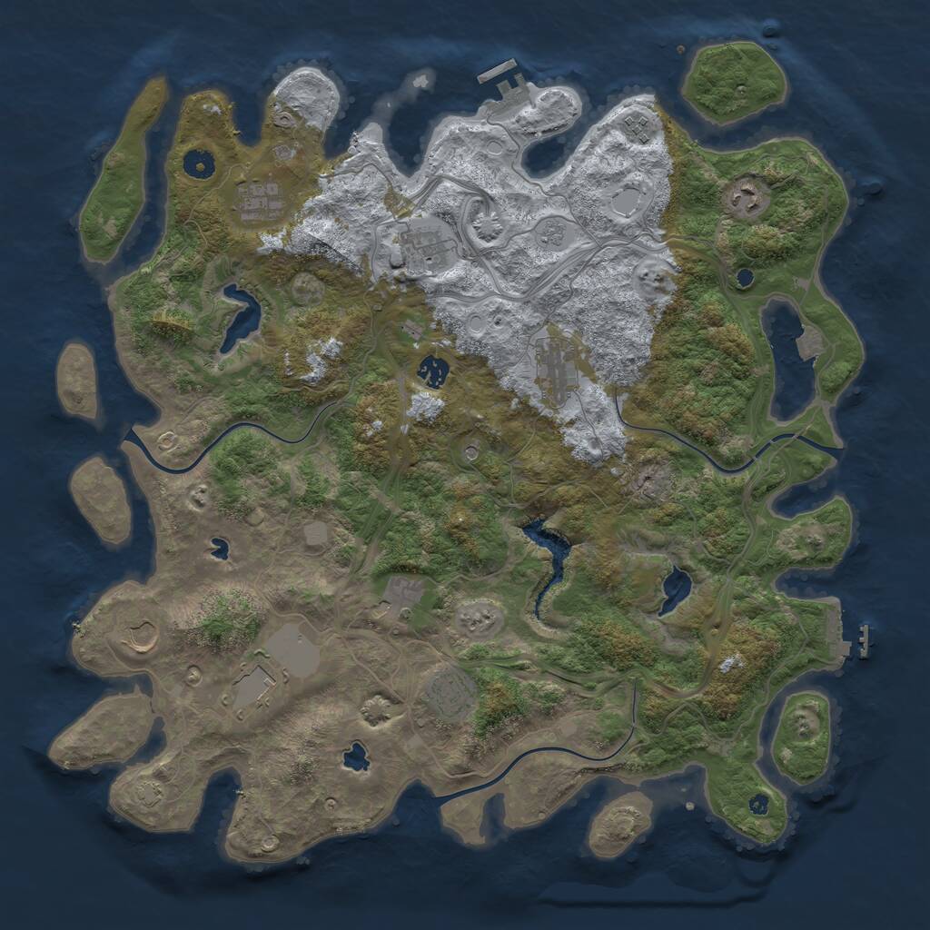 Rust Map: Procedural Map, Size: 4500, Seed: 1340037, 16 Monuments