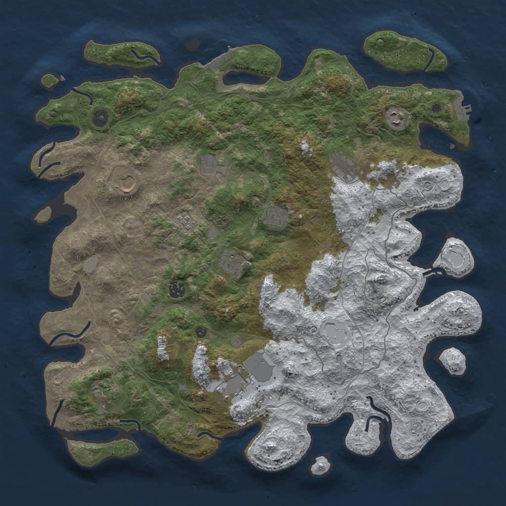 Rust Map: Procedural Map, Size: 4500, Seed: 5208845, 19 Monuments