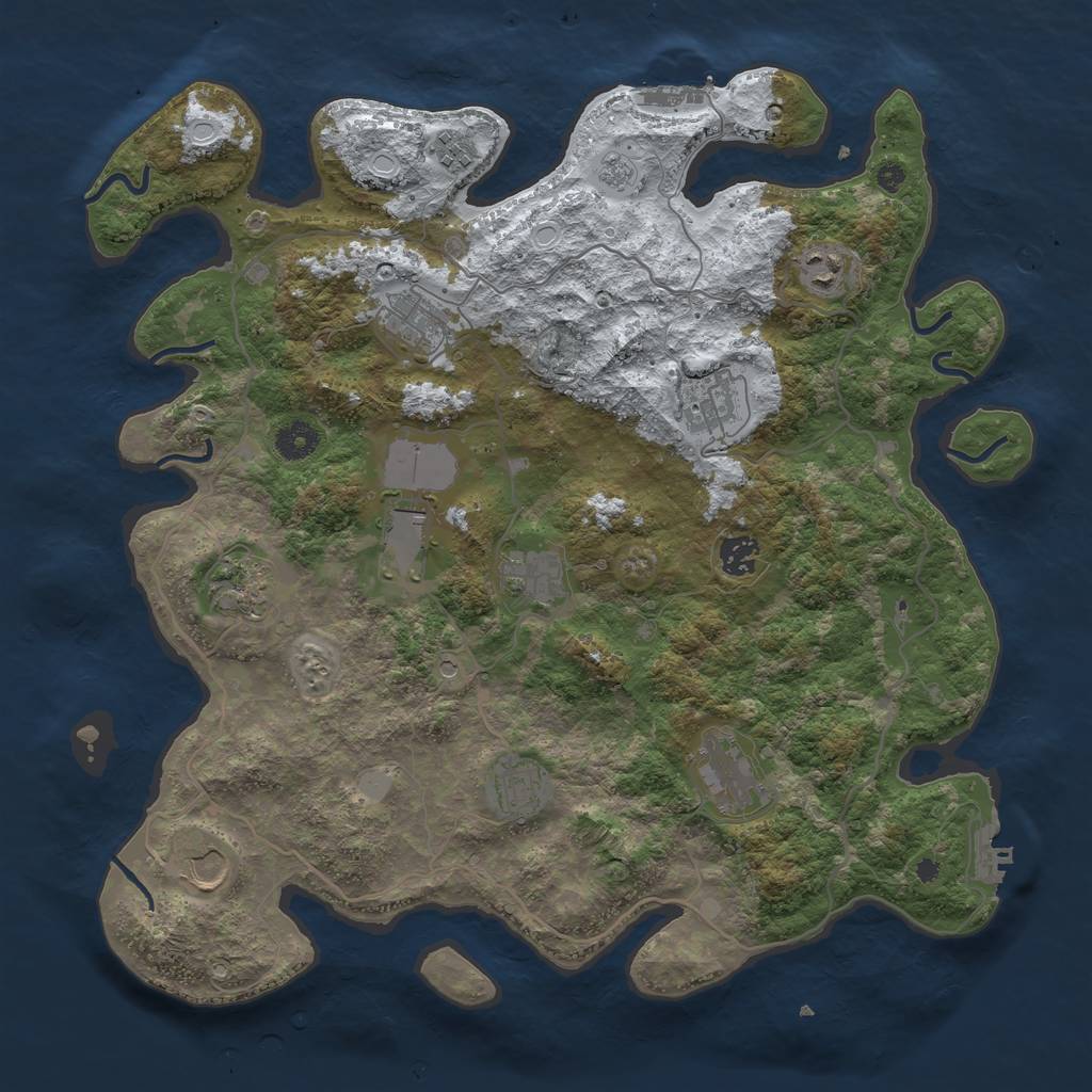 Rust Map: Procedural Map, Size: 4000, Seed: 74209500, 20 Monuments