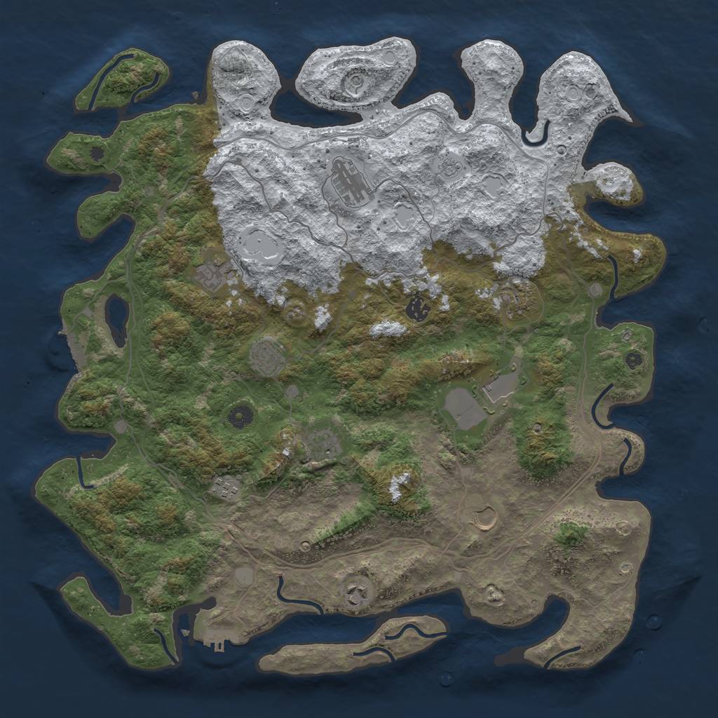 Rust Map: Procedural Map, Size: 4500, Seed: 1269772981, 19 Monuments