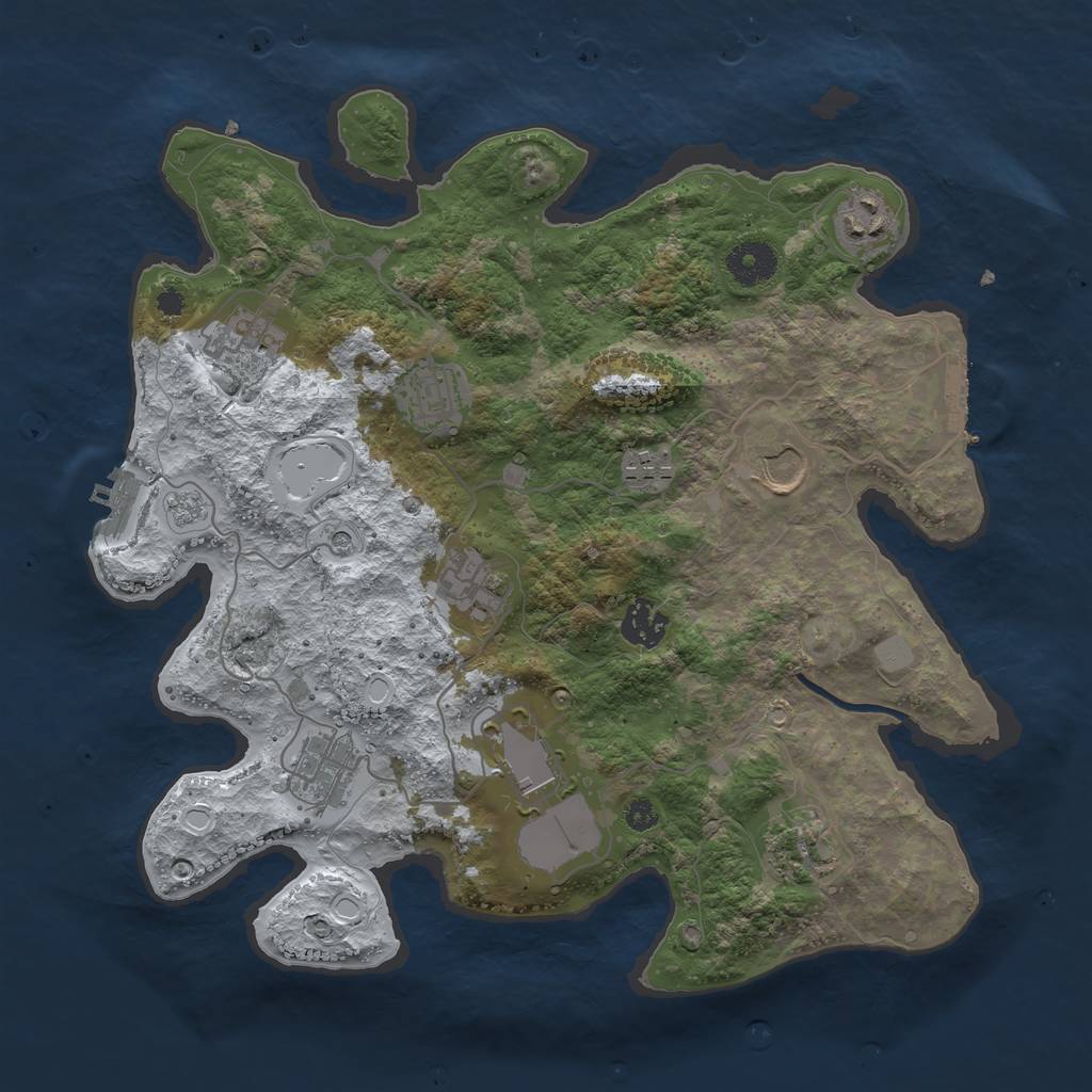 Rust Map: Procedural Map, Size: 3500, Seed: 4335435, 19 Monuments