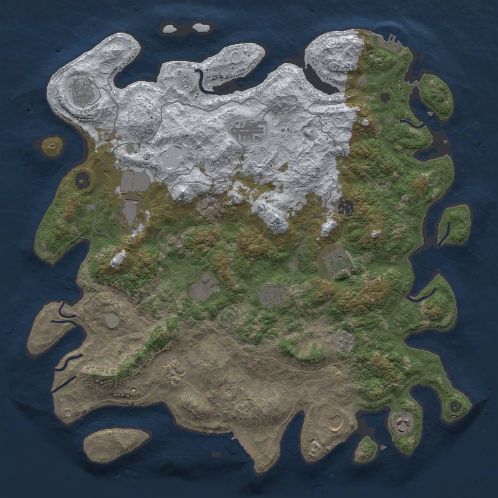 Rust Map: Procedural Map, Size: 4500, Seed: 5597076, 20 Monuments