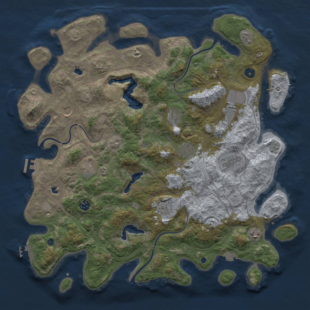 Rust Map: Procedural Map, Size: 4500, Seed: 2494305, 16 Monuments