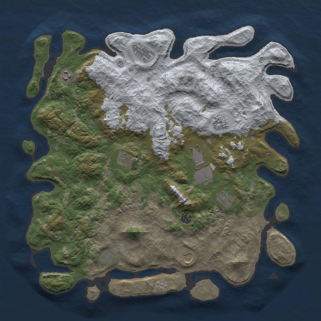 Rust Map: Barren, Size: 4500, Seed: 82735, 13 Monuments