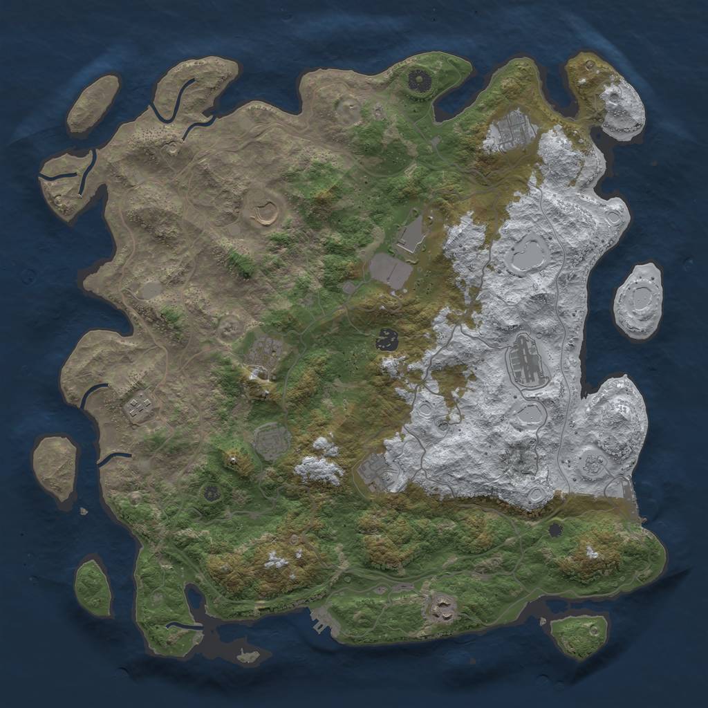 Rust Map: Procedural Map, Size: 4500, Seed: 323688, 19 Monuments