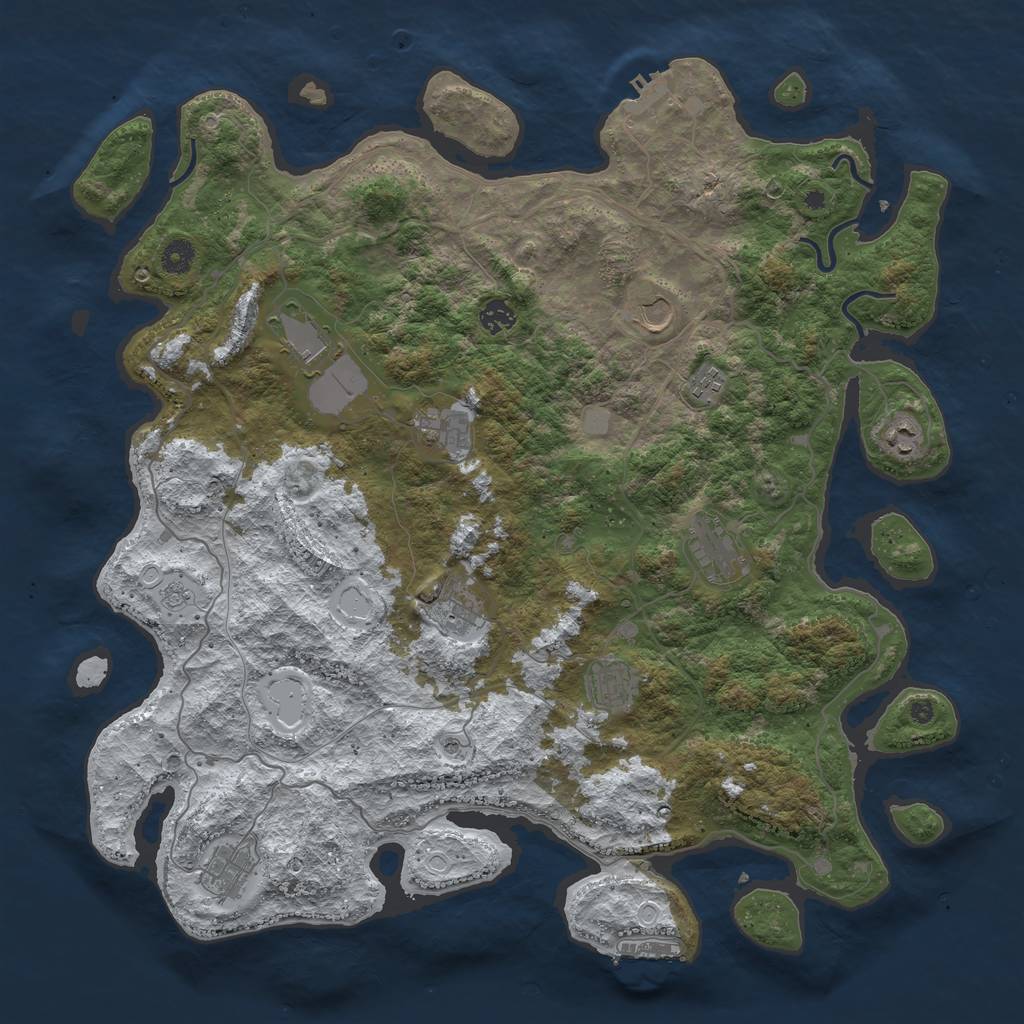 Rust Map: Procedural Map, Size: 4500, Seed: 550324, 19 Monuments