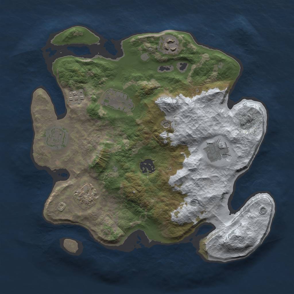 Rust Map: Barren, Size: 3000, Seed: 1450214577, 10 Monuments