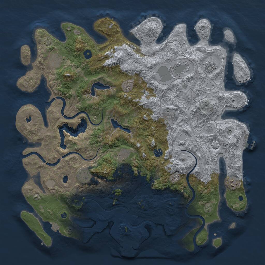 Rust Map: Procedural Map, Size: 4500, Seed: 1272073, 15 Monuments