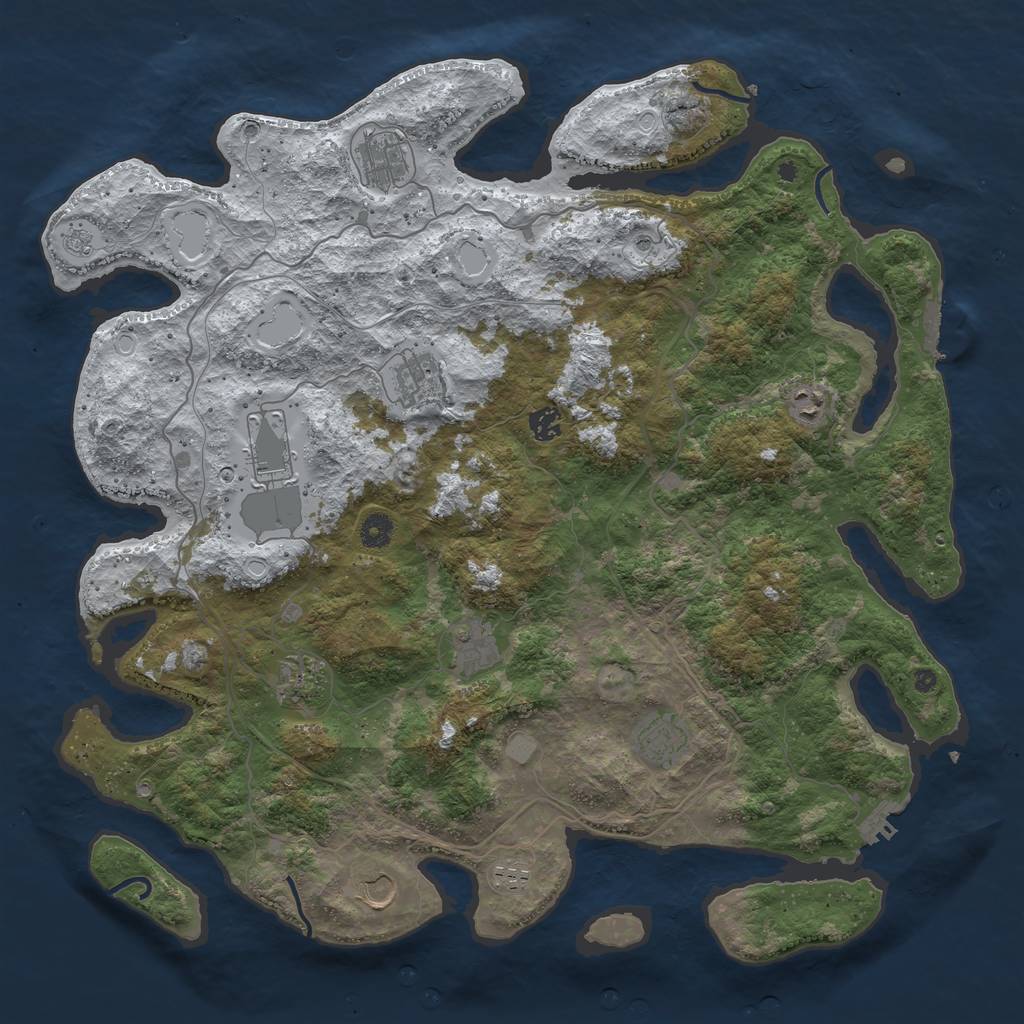 Rust Map: Procedural Map, Size: 4500, Seed: 4101474, 19 Monuments