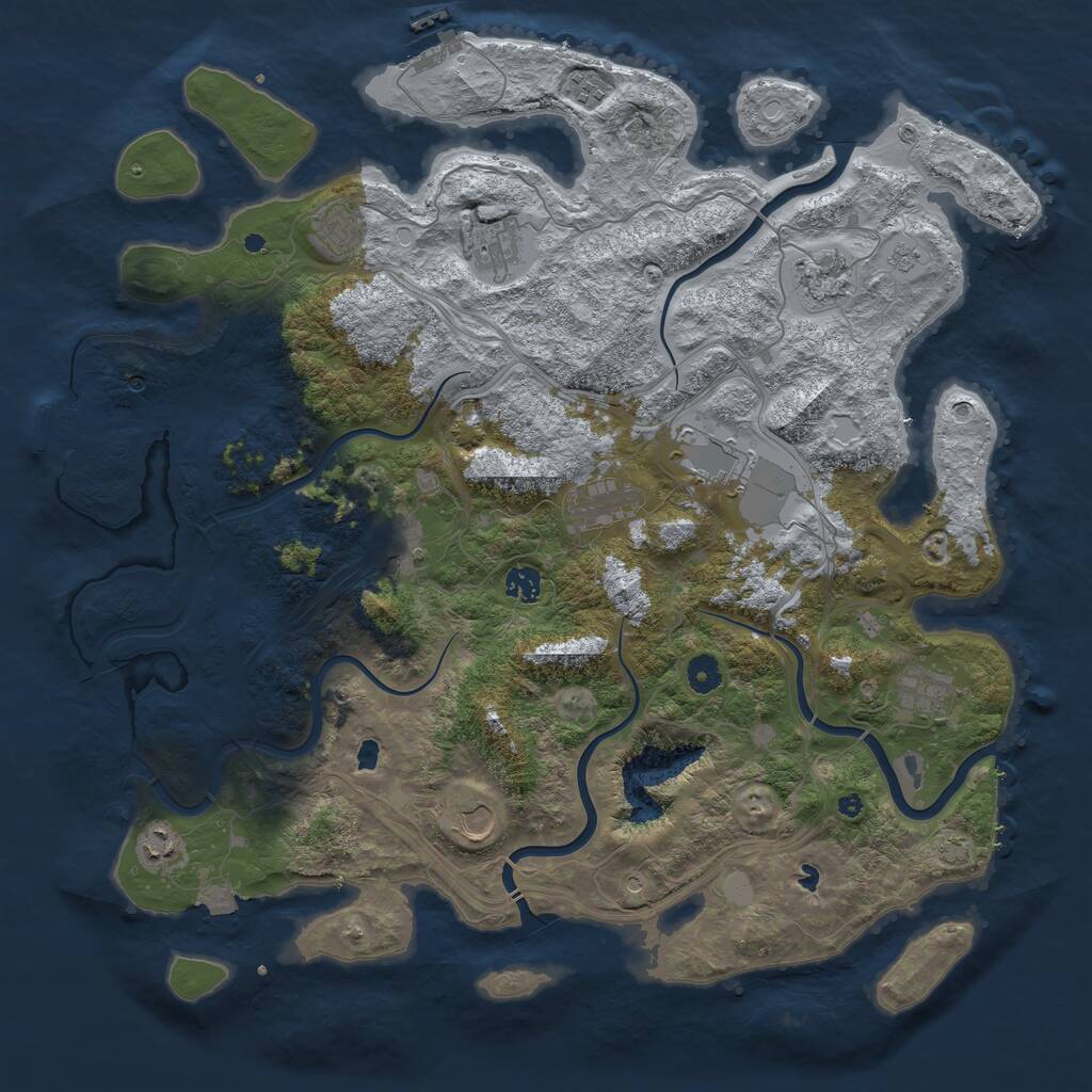 Rust Map: Procedural Map, Size: 4500, Seed: 983259, 17 Monuments